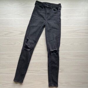 American Eagle Jeans Womens 4 Black Next Level Stretch Super High Rise Jegging
